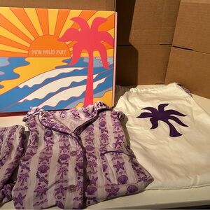 Pink  Palm Pajamas in Twilight